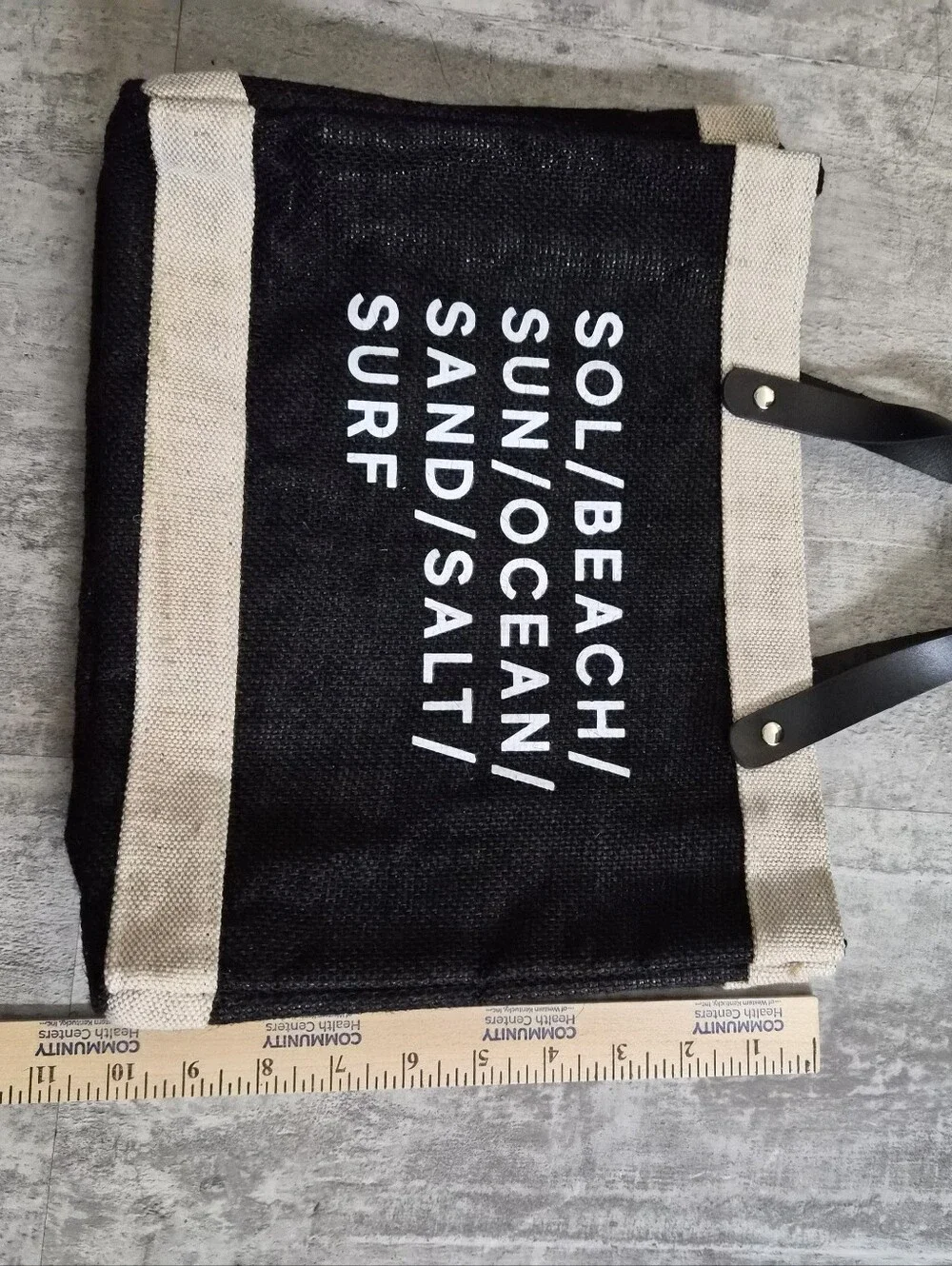 SANTA BARBARA DESIGN STUDIO Black Canvas Beach Tote with Natural Trim